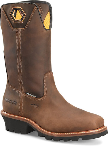 CAROLINA Men's 12" Coppice Wellington Composite Toe Pull On Logger Work Boot Dark Brown - CA9833