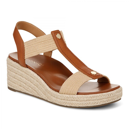 Vionic Women's Calera Wedge Sandal Camel Leather - I8654L3200