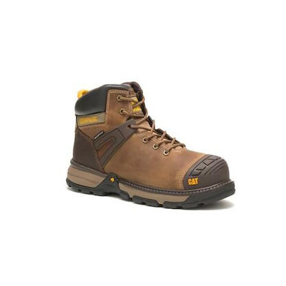 CATERPILLAR WORK Men's Excavator Superlite Waterproof Carbon Composite Toe Work Boot Dark Beige - P91218