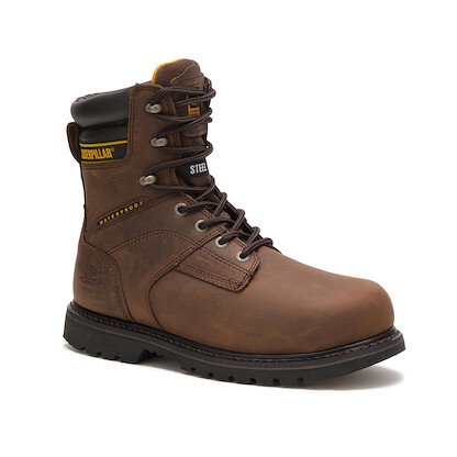 CATERPILLAR WORK Men's 8" Salvo Steel Toe Waterproof Work Boot Dark Brown - P89785