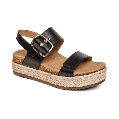 Aetrex Women's Vania Arch Support Platform Sandal Black - CP100W