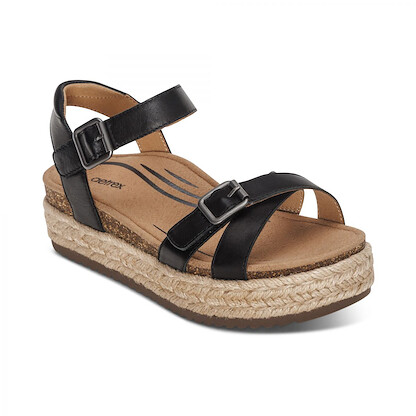 Aetrex Women's Paula Arch Support Platform Sandal Black - CP150W