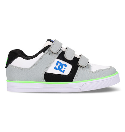 DC Kid's Pure Velcro Strap Skate Shoe Grey/Black/Blue/Green - DC01790020-GBBLGN