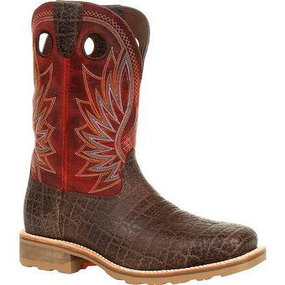 DURANGO WORK Men's 11" Maverick Pro™ Steel Toe Waterproof Western Work Boot Safari Elephant/Crimson - DDB0301
