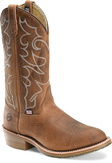 Double-H Boots Men's 12" Dylan Soft Toe I.C.E.™ Western Work Boot Brown - DH1552