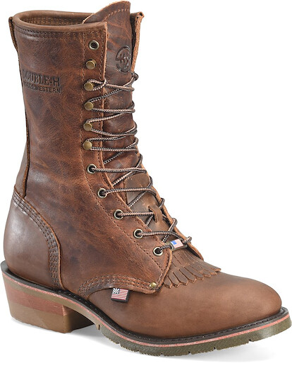 Double-H Boots Men's 9" Lewis Soft Toe EH Slip Resistant USA Union Built Work Boot Chocolate Carmel Brown - DE3706