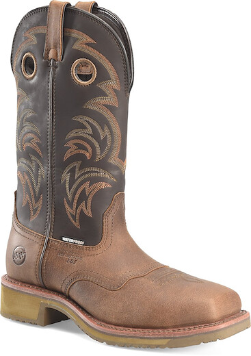 Double-H Boots Men’s 13” Farson Composite Toe Waterproof Stockman Work Boot Brown - DH4154