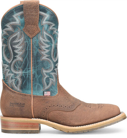 DOUBLE-H Men's 11" Hudson Non-Metallic SR Soft Toe Roper Boot Turquoise/Umber - DH4672