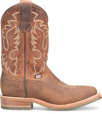 DOUBLE-H Men's 11" Hickock Non-Metallic SR EH Soft Toe Roper Boot Tobacco/Tangerine - DH4674