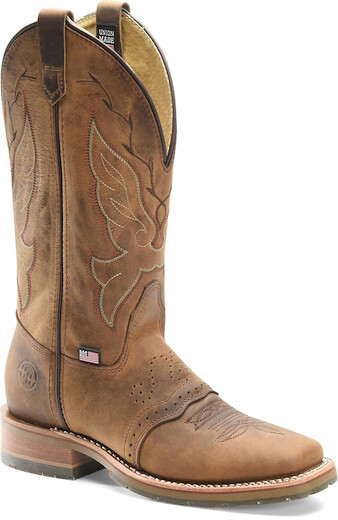 Double-H Boots Women's 12" Charity Wide Square Toe ICE™ Roper Westen Boot Brown - DH5314