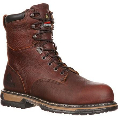ROCKY WORK Men's 8" IronClad Steel Toe Waterproof Work Boot Brown - FQ0006693