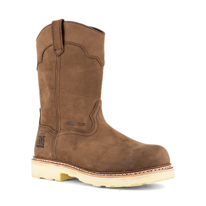 FRYE Supply Men's 10" Safety-Crafted Steel Toe EH Waterproof Wellington Work Boot Dark Brown - FR40304