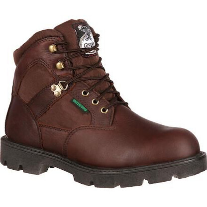 GEORGIA BOOT Men's 6" Homeland Steel Toe Waterproof Work Boot Brown - G105