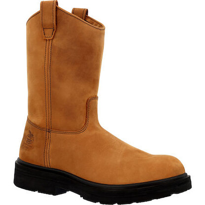 GEORGIA BOOT Men's 11" Wellington Steel Toe ESD Pull-On Work Boot Brown - G4673