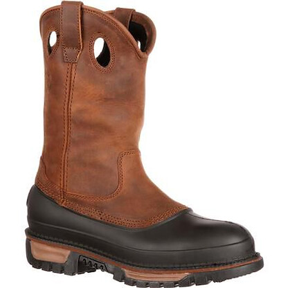 GEORGIA BOOT Men's 11" Muddog Steel Toe Waterproof Wellington Work Boot Brown - G5594