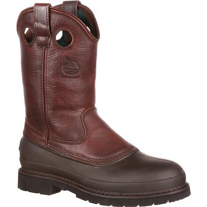 GEORGIA BOOT Men's 12" Muddog Steel Toe Wellington Work Boot Soggy Brown - G5655