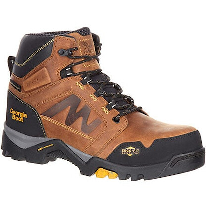 GEORGIA BOOT Men's 6" Amplitude Composite Toe Waterproof Work Boot Trail Crazy Horse Brown - GB00129
