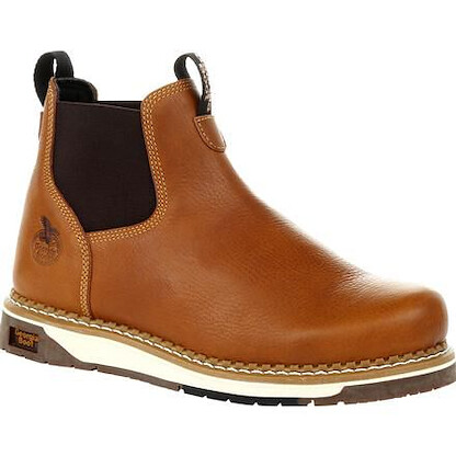 GEORGIA BOOT Men's 5" AMP LT Wedge Soft Toe Chelsea Work Boot Brown - GB00346