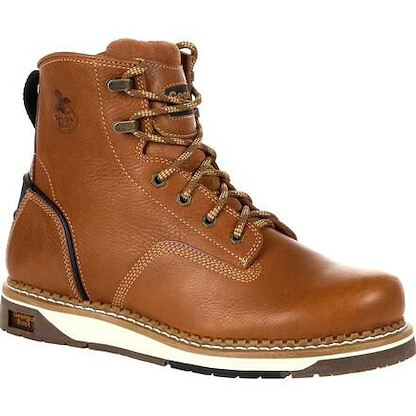 GEORGIA BOOT Men's 6" AMP LT Wedge Soft Toe Work Boot Brown - GB00347