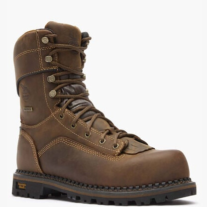 GEORGIA BOOT Men's 9" AMP LT Logger Low Heel Composite Toe Waterproof Work Boot Brown - GB00473