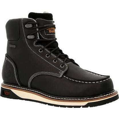 GEORGIA BOOT Men's 6" AMP LT Wedge Moc-Toe Soft Toe Waterproof Work Boot Black - GB00475