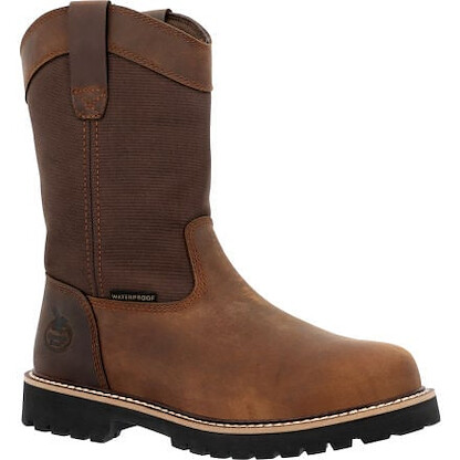 GEORGIA BOOT Men's 10" Core 37 Steel Toe Waterproof Pull-On Work Boot Brown - GB00639