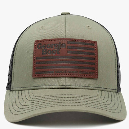 Georgia Boot Unisex Leather Patch Trucker Hat Green - GB9388