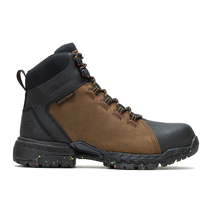 HYTEST Men's 6" FootRests® 2.0 XERGY® Nano Composite Toe Waterproof Work Boot Brown - K22477