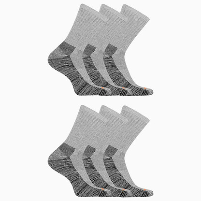 Merrell Men's Work Crew Socks Gray Heather (6 pairs) - MEA33559C6B2001-GRAYH