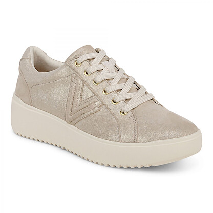 Vionic Women's Kearny Platform Lace-Up Sneaker Gold Metallic Leather - I8666L7700