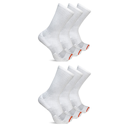 Merrell Unisex Cotton Crew Socks White (6 pairs) - MEA33564C6B2001-WHITE