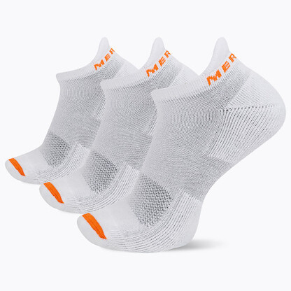 Merrell Unisex Cushioned Cotton No Show Tab Socks White (3 pairs) - MEA33566T3B2Q01-WHITE
