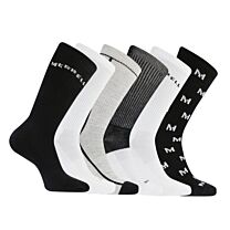 Merrell Unisex Recycled Cushion Hiking Crew Socks Black Assorted (6 pairs) - MEA33694CBU2001-BKAST