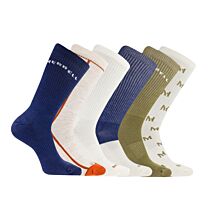 Merrell Unisex Recycled Cushion Hiking Crew Socks Navy Assorted (6 pairs) - MEA33694CBU2001-NVAST