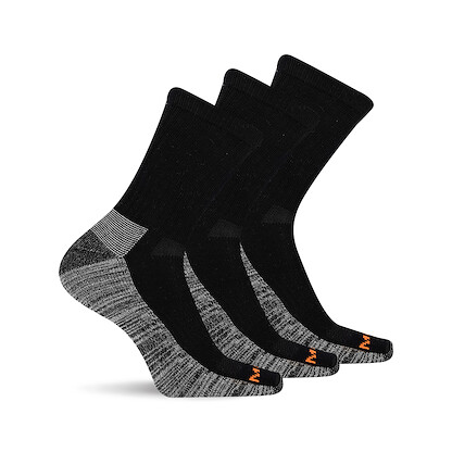 Merrell Unisex Everyday Work Crew Socks Black (3 pairs) - MEA33559C3B2001-BLACK