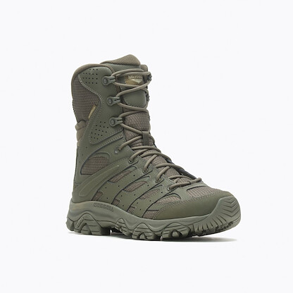 MERRELL WORK Men's 8" Moab 3 Mid Tactical Zip Waterproof Boot Dark Olive - J004109