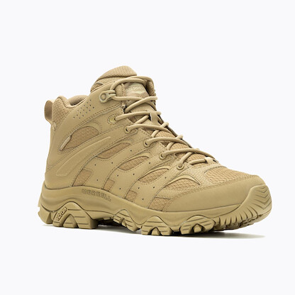 MERRELL WORK Men's Moab 3 Mid Tactical Waterproof Work Boot Dark Coyote - J004111