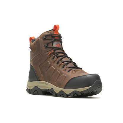 MERRELL WORK Men's 6" Phaserbound 2 Mid Carbon Fiber Toe Waterproof Work Boot Earth/Orange - J005055