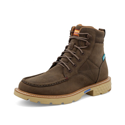 Twisted X Men's 6" Soft Toe Lace-Up Work Boot Distressed Saddle - MXCNW04
