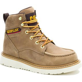 CATERPILLAR Women's Reclaimer Waterproof Full Grain Leather Wedge Work Boot Sand - P51100