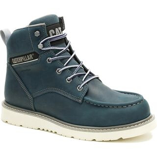 CATERPILLAR Women's Reclaimer Waterproof Full Grain Leather Wedge Work Boot Navy - P51111