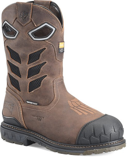 Phantom Rider Men's 11" Crater Non-Metallic Internal Metatarsal Guard EH Composite Toe Wellington Work Boot Brown/Black - PH5031