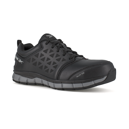 Reebok Work Women's Sublite Cushion Alloy Toe Conductive Athletic Work Shoe  Black Leather - RB049