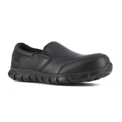 Reebok Work Men's Sublite Cushion Composite Toe ESD Athletic Slip-On Work Shoe Black - RB4036