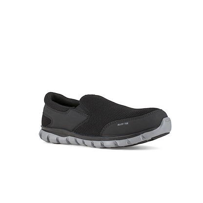 Reebok Work Men's Sublite Cushion Alloy Toe EH Slip-On Work Shoe Black - RB4037