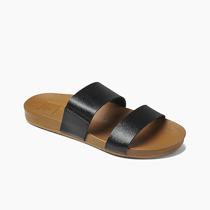 REEF Women's Cushion Vista Slide Sandals Black/Natural - RF0A3OKSBLN
