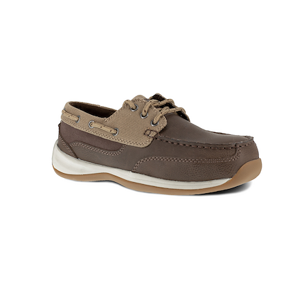 Rockport Works Women's Sailing Club Steel Toe 3-Eye Tie Work Shoe Brown/Tan - RK641