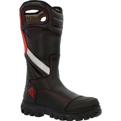 ROCKY Men's 14" Code Red Structure NFPA Rated Waterproof HR EH SR PR Pull-on Composite Toe Fire Boot Black - RKD0087