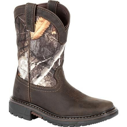 Rocky Unisex Little Kid's 8" Ride FLX Waterproof Western Boot Brown Realtree Camo - RKW0258C