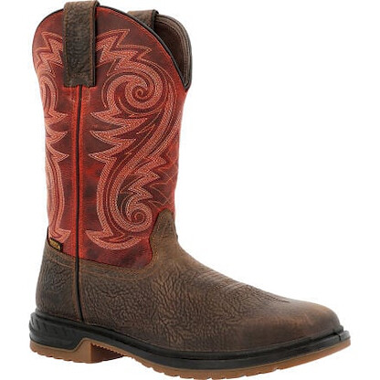 ROCKY Men's 11" Worksmart Waterproof EH SR Composite Toe Waterproof Western Work Boot Dark Brown - RKW0385
